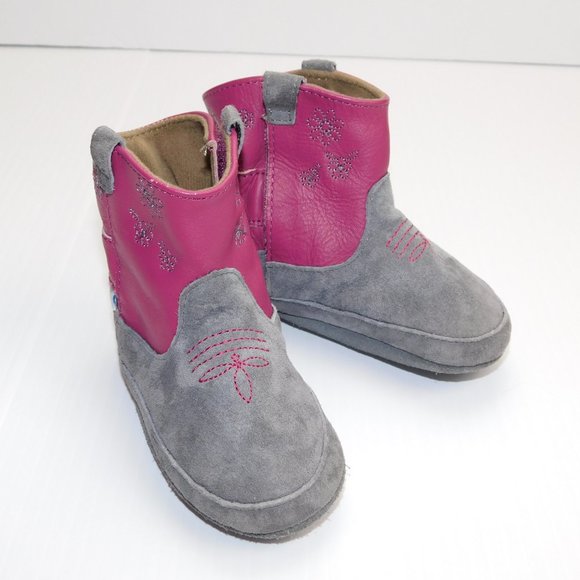 Robeez 0-6 months Girls soft sole Boots Wine Gray - Picture 7 of 10